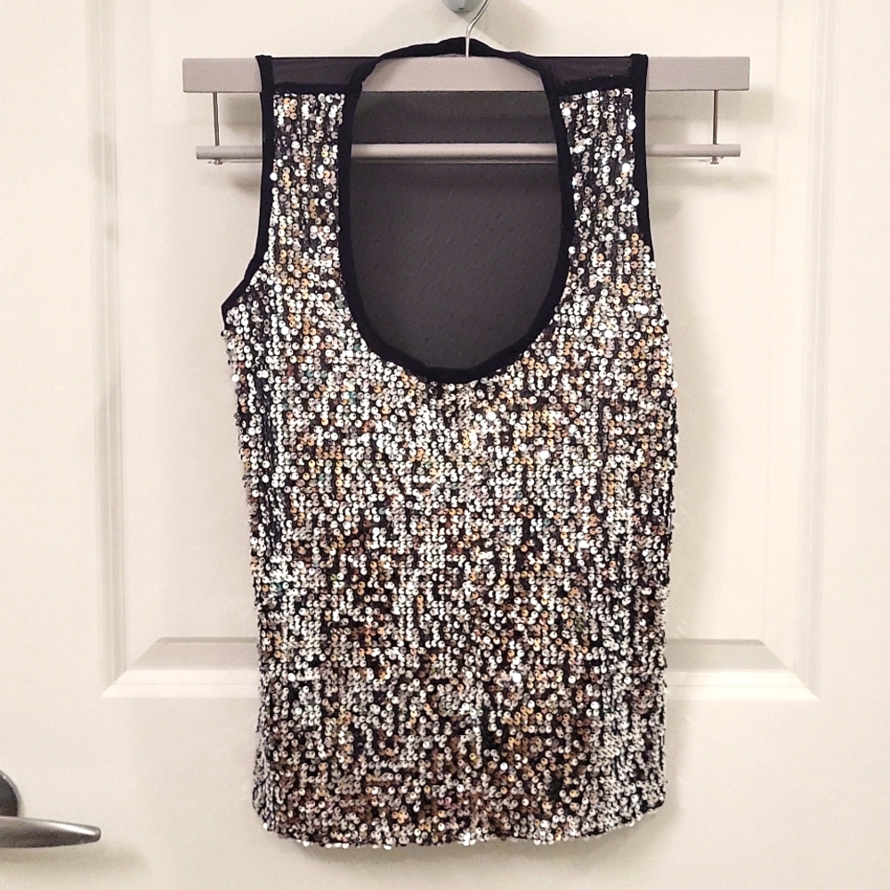 Silver Metallic Tank Top
